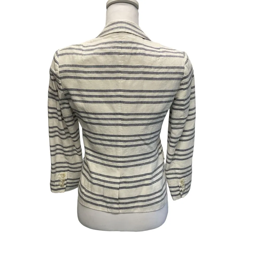 Banana Republic Striped Linen‎ Cotton Blend Blazer Jacket Size Petite 2P - Image 4