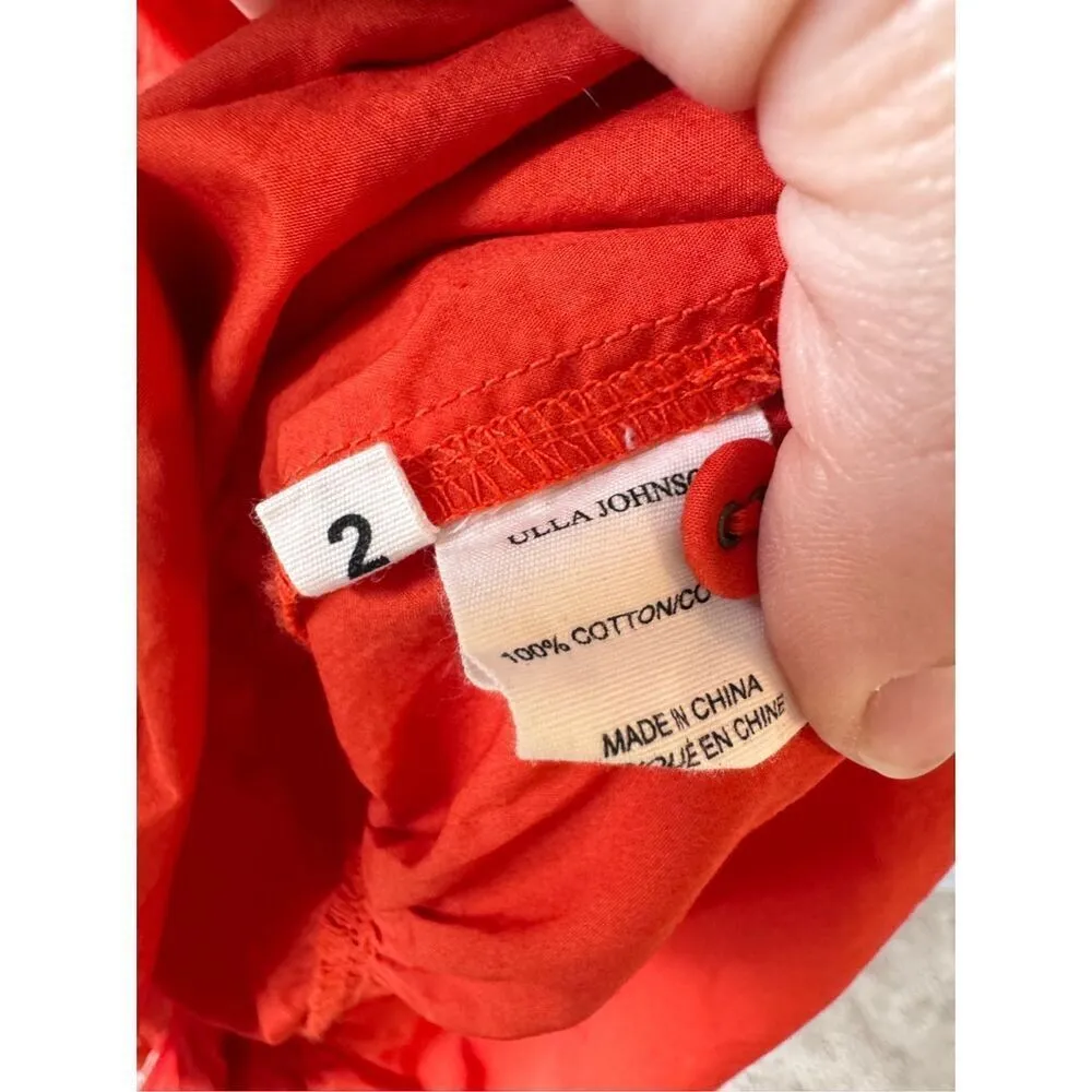 ULLA JOHNSON Joan Ruffled A-line Dress In Orange Size 2 - Image 7