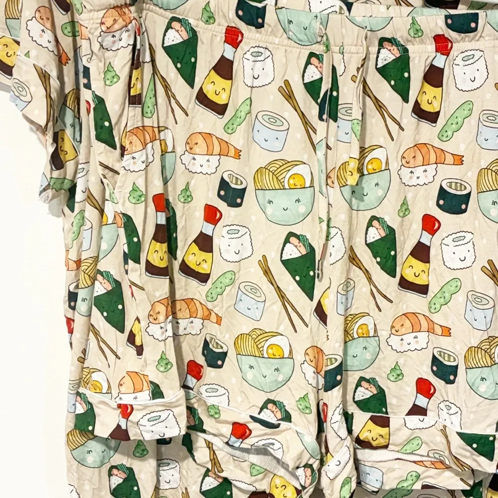 Bums & Roses On a Seafood Diet Pajama Short Button Down Shirt Set Sleepwear Size 2X - Image 3