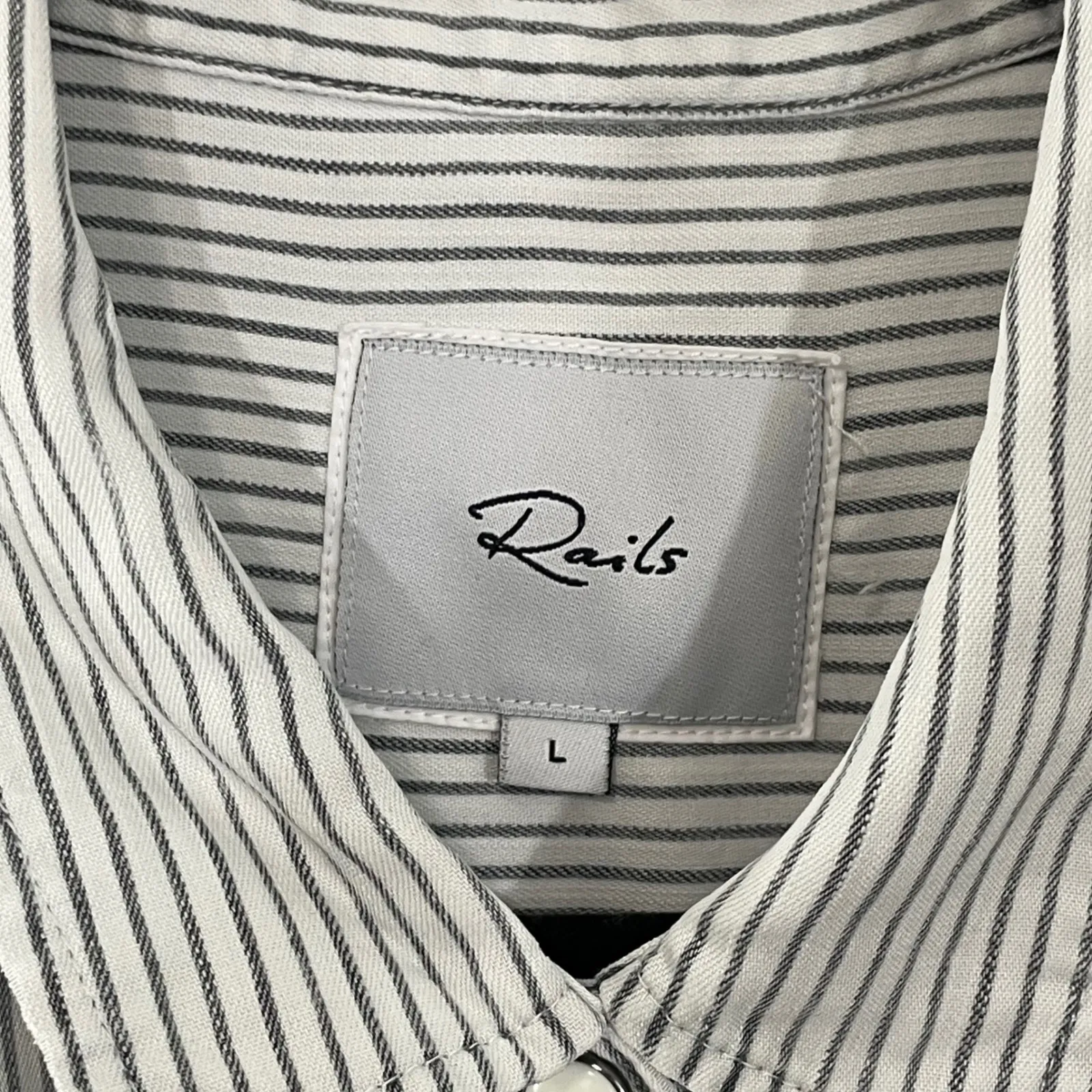 Rails Eliza Pinstripe Snap Front Long‎ Sleeve Lyocell Shirt Top Womens Large - Image 3