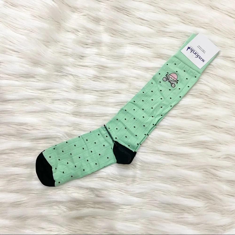 Soxfords Green Black Choco Chip Mints Polka Dot Over the Calf Long Socks - Image 25