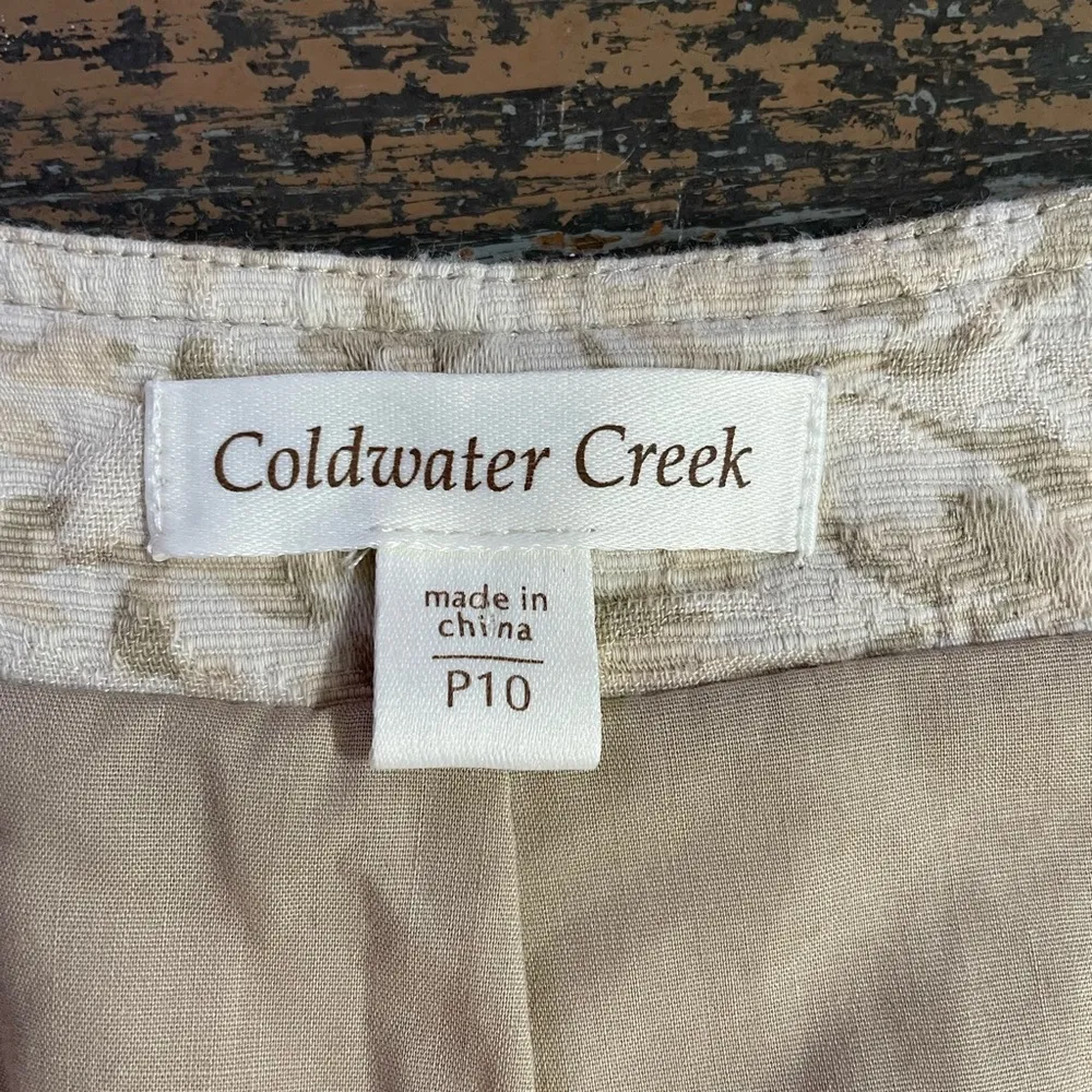 Coldwater Creek Beaded Scroll Embroidered Cream Open Ruched Jacket - Sz 10P 💚🎀 - Image 14