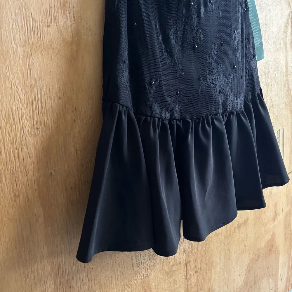 Pearl Georgina Chapman Marchesa Embellished Dress Black Lace Drop Waist 2 FLAW - Image 3