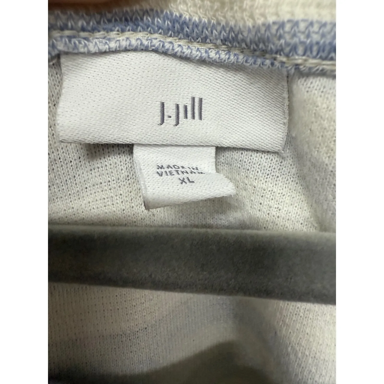 J. Jill Blue Striped Fringe Boho Size XL 100% Cotton Nautical Vacation Prep - Image 5