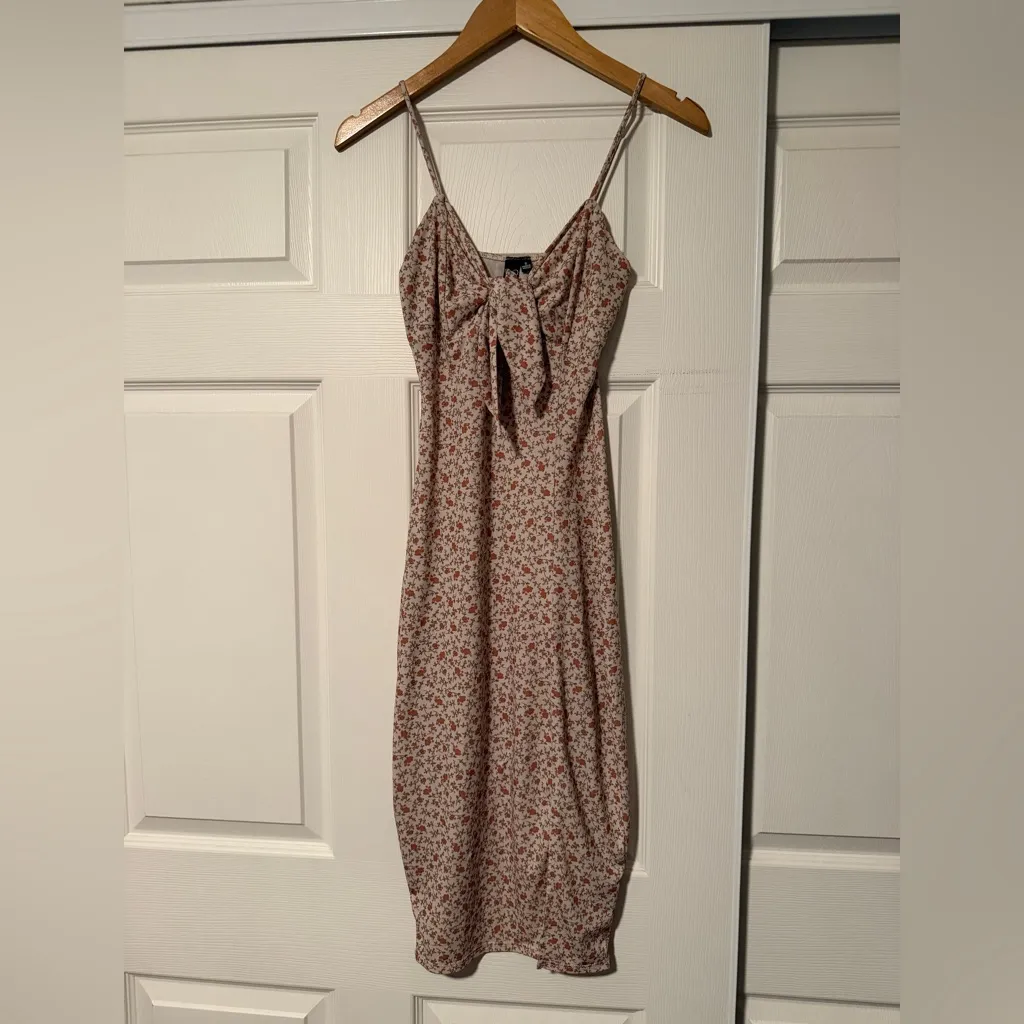 Windsor Orange Tank Midi Slit Ditsy Floral Dress Spring Coquette Fairy Orange - Image 2