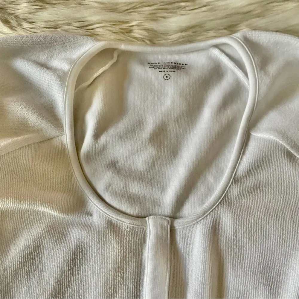 Good American White Micro Rib Scoop Neck Medium Coverage Long Sleeve Bodysuit - Image 64