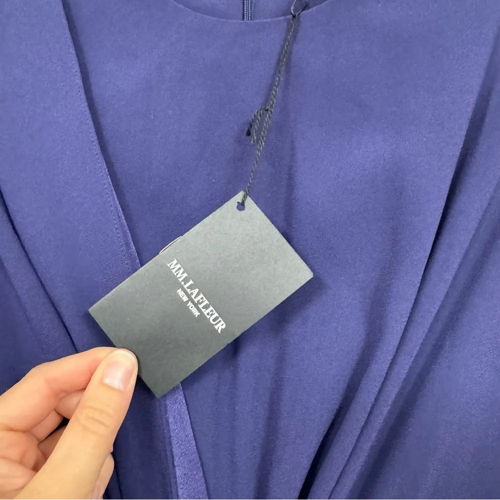 MM Lafleur Navy Blue Twist Cocktail Dress Womens 6 Sleeveless Knee Length Sheath - Image 8