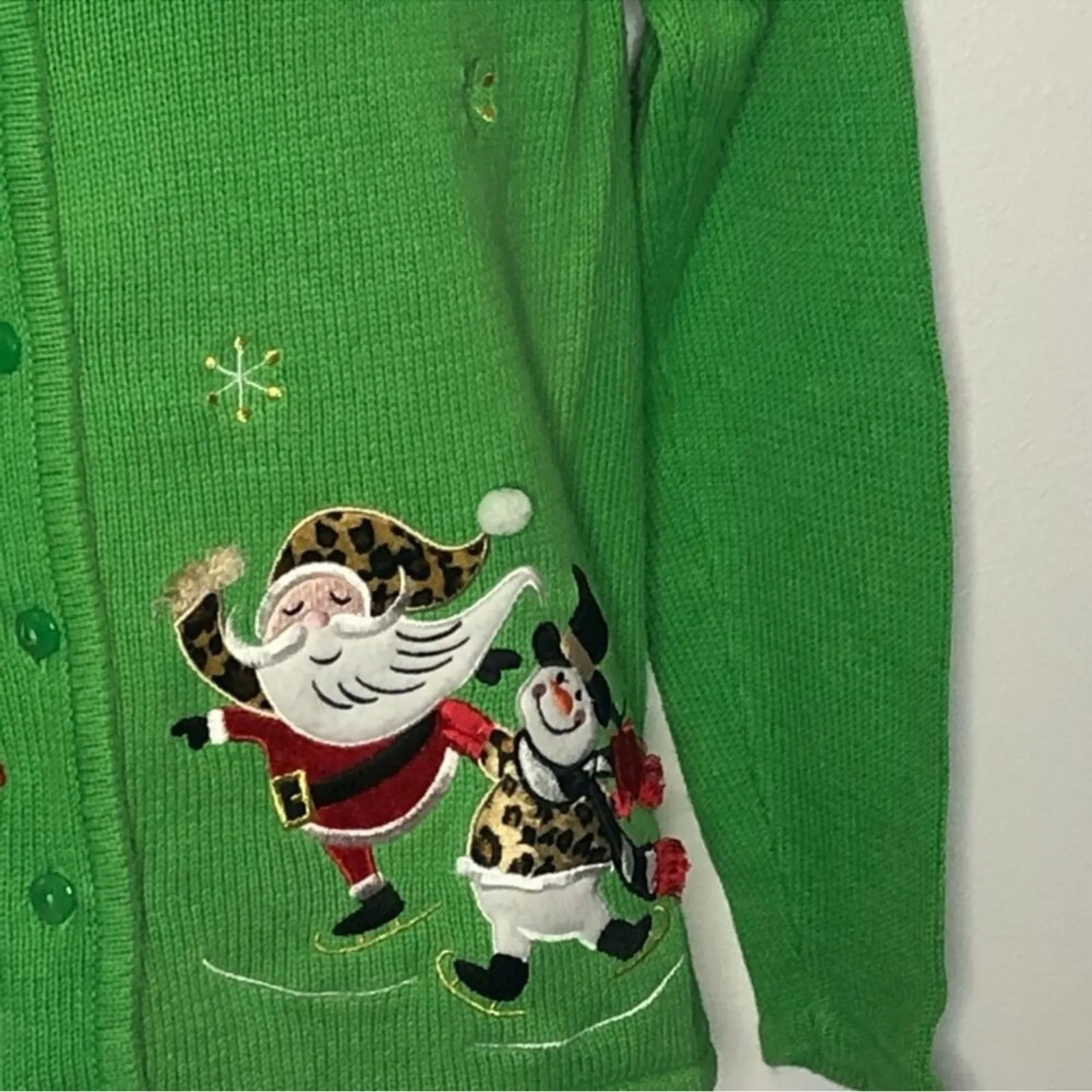 Vintage Classic Elements Christmas Cardigan M | Ugly Holiday Sweater Embellished - Image 14