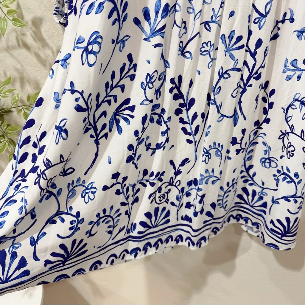 Greylin Nanci Popover Mini Dress Ivory Blue Size Small NWT Casual Vacation - Image 10