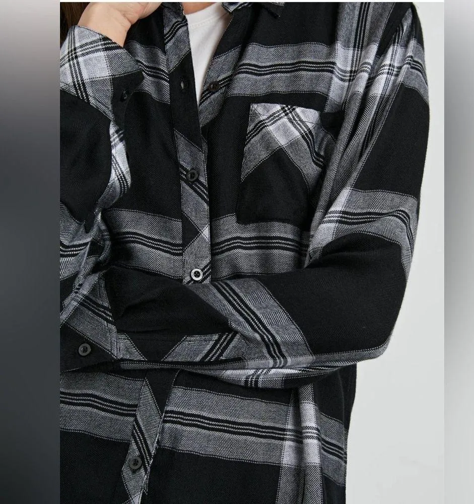 Rails Hunter Shirt Plaid Flannel Long Sleeve Button Down Top Black Cinder Small - Image 4