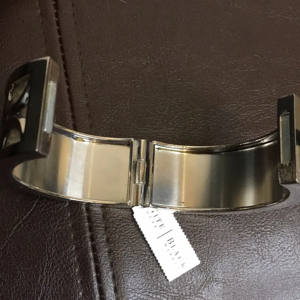 WHBM Two Sided Faux Snake Skin w. Silver Overlay Magnetic Clasp Bangle Cuff NWT - Image 7