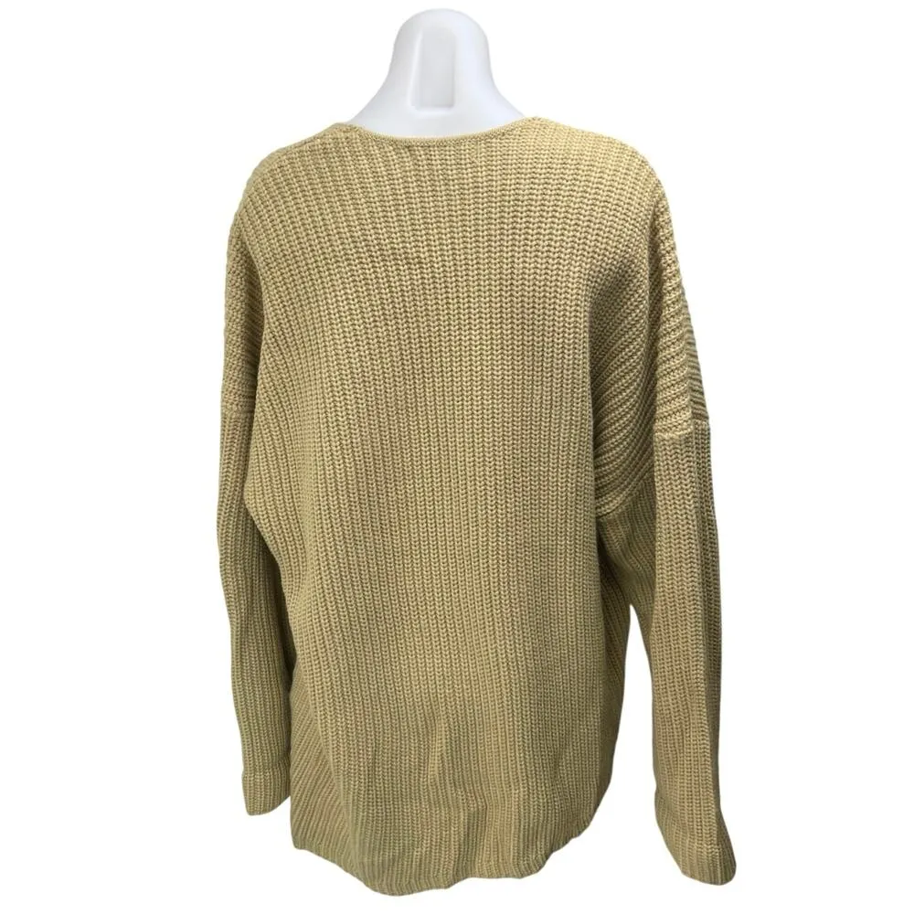 Weworewhat Women's Tan Knit Deep V Long Sleeve Pullover Sweater Top Size XS/S - Image 2