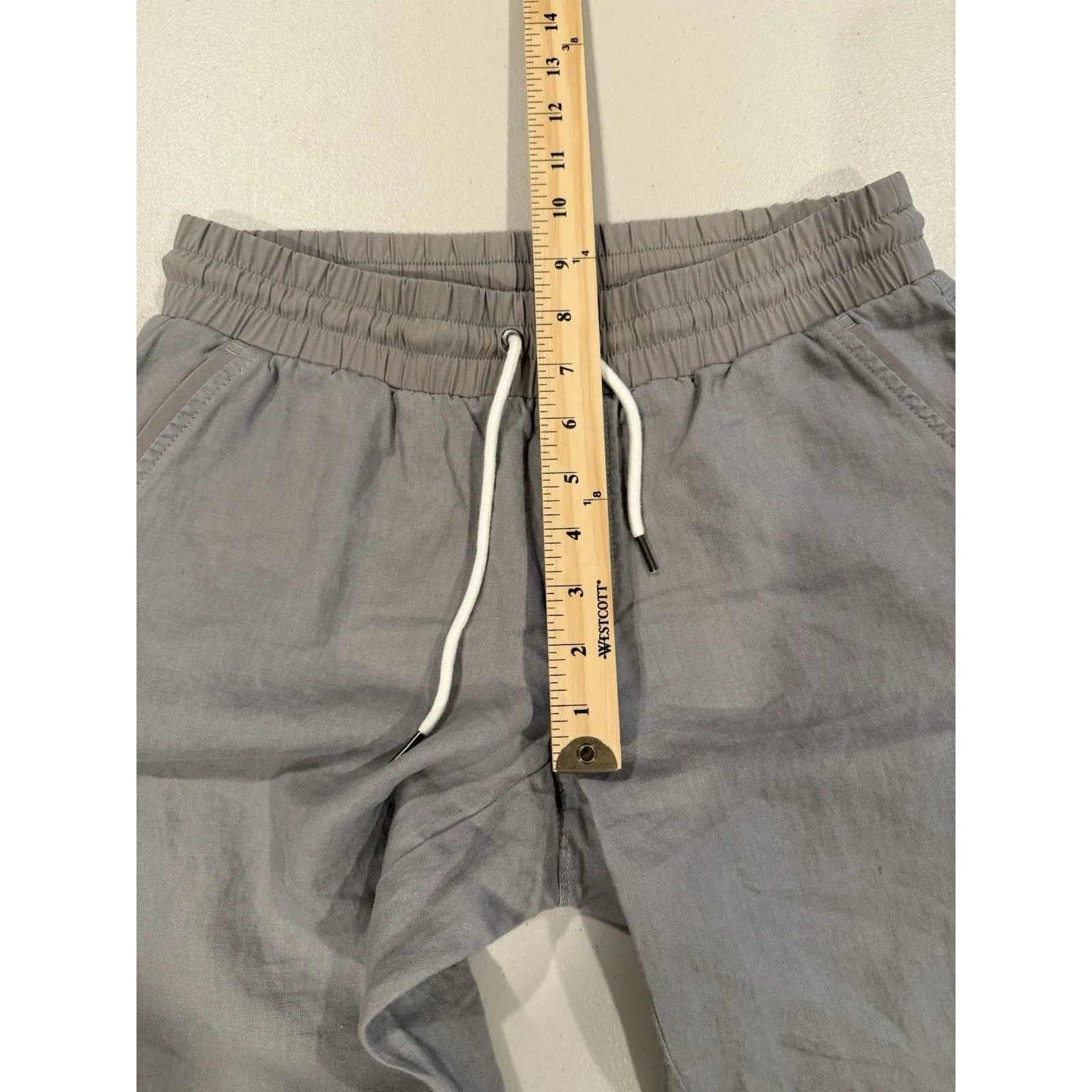 Athleta Pants Womens 6 Gray Elastic Waist 100% Linen Casual Lightweight Travel - Image 5