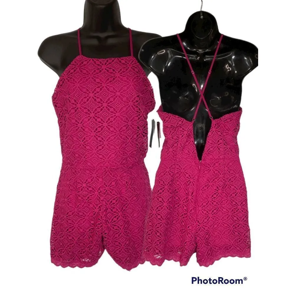Speechless Fuchsia Lace Romper - Image 2