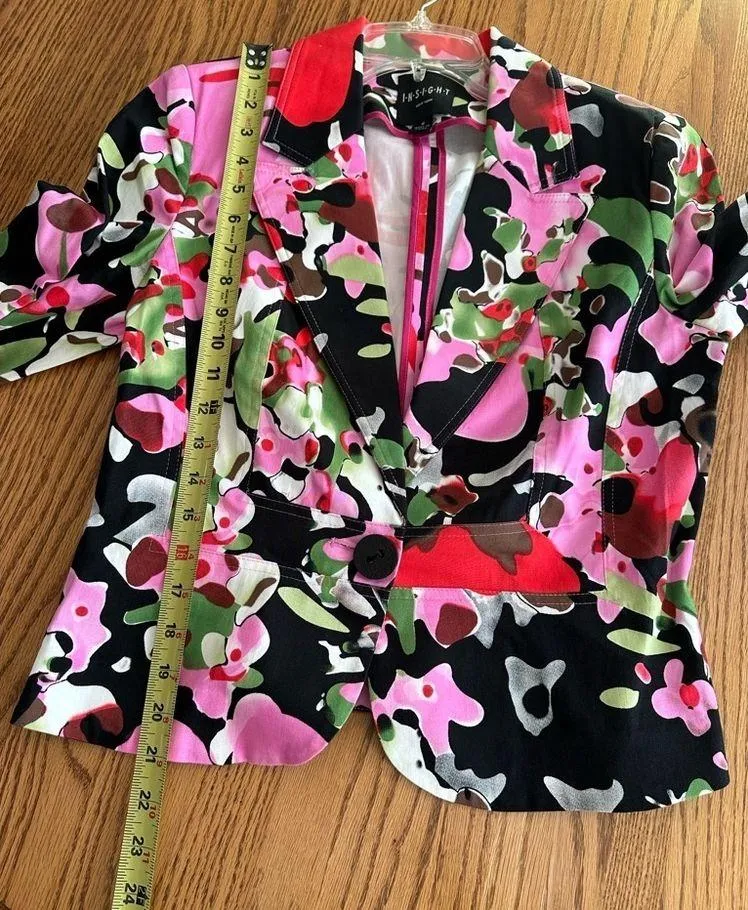 Insight Floral Print Single Button Peplum Style Blazer Size 6 Office Career Pink - Image 5