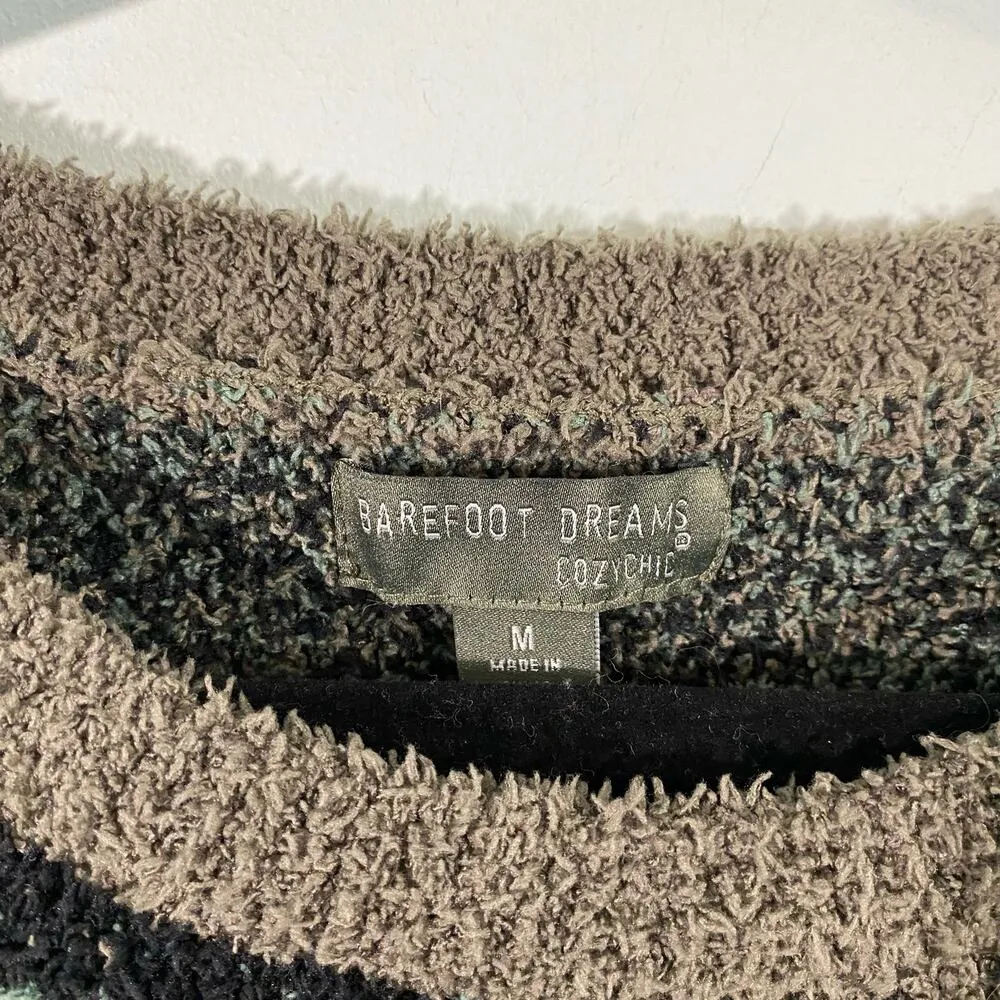 Barefoot Dreams Cozy Chic Women's Green Camo Fuzzy Pullover Sweater Size M - Image 4