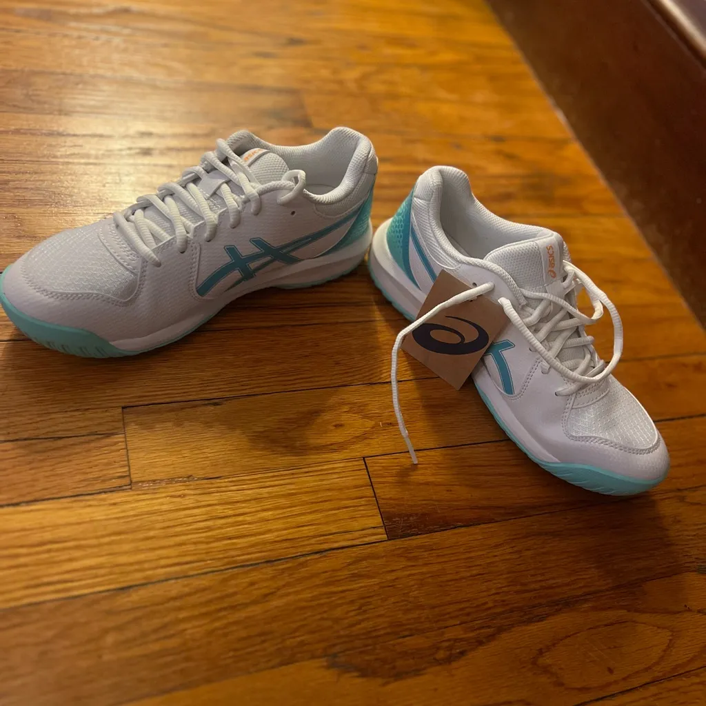 ASICS Women's White and Aqua Athletic Shoes - Image 2