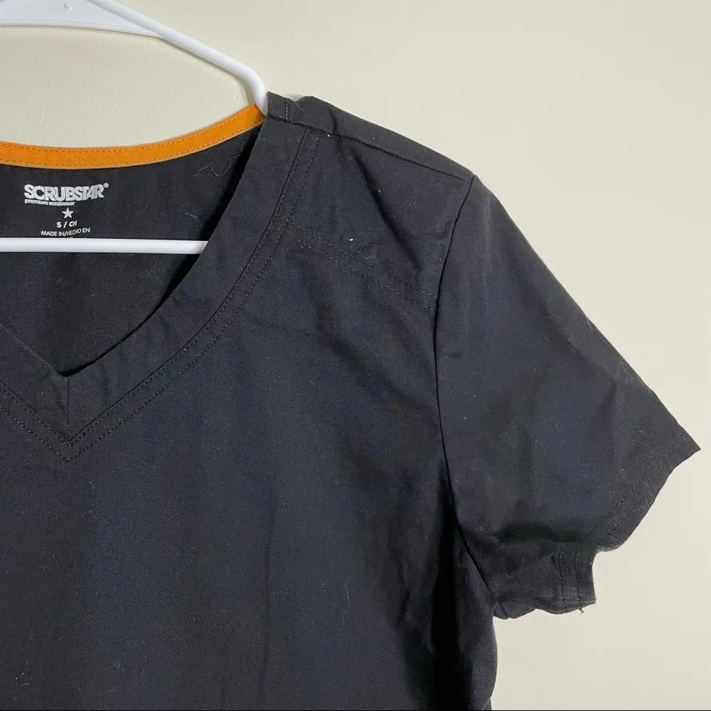 Scrubstar black scrub nurse top shirt short sleeves pockets comfortable women’s - Image 2