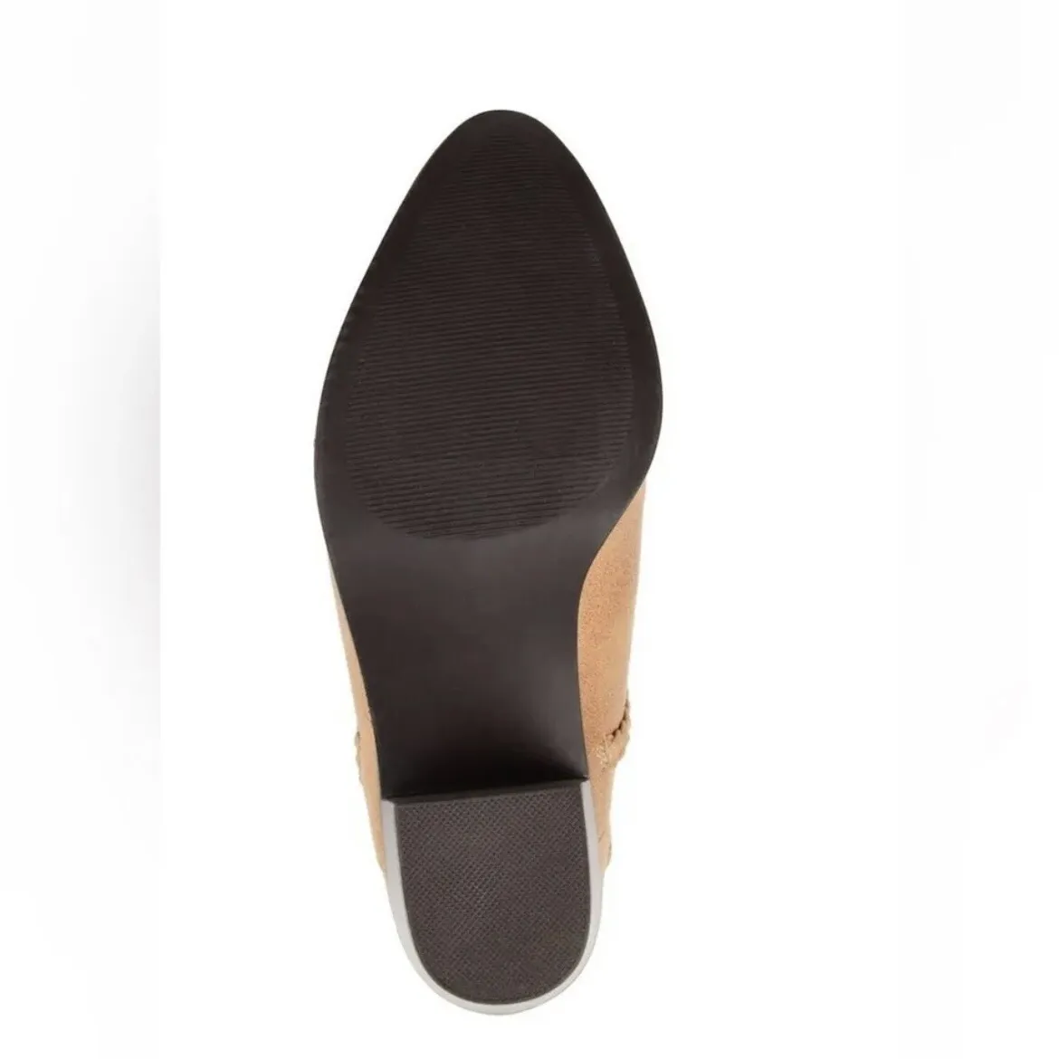 JOURNEE COLLECTION Sophie Braided Strap Bootie, Block Heel, Tan, Size 8.5 NWT - Image 4