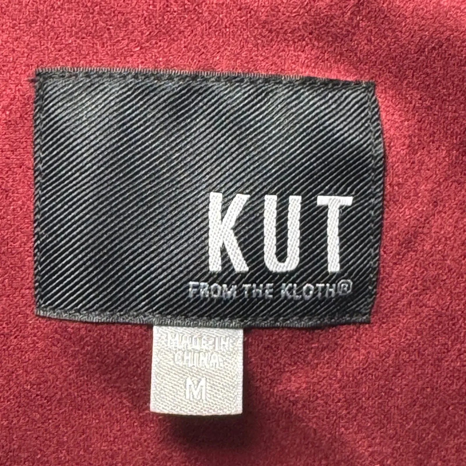 KUT from the Kloth Womens Burgundy Faux Suede Moto Jacket Size M - Image 5