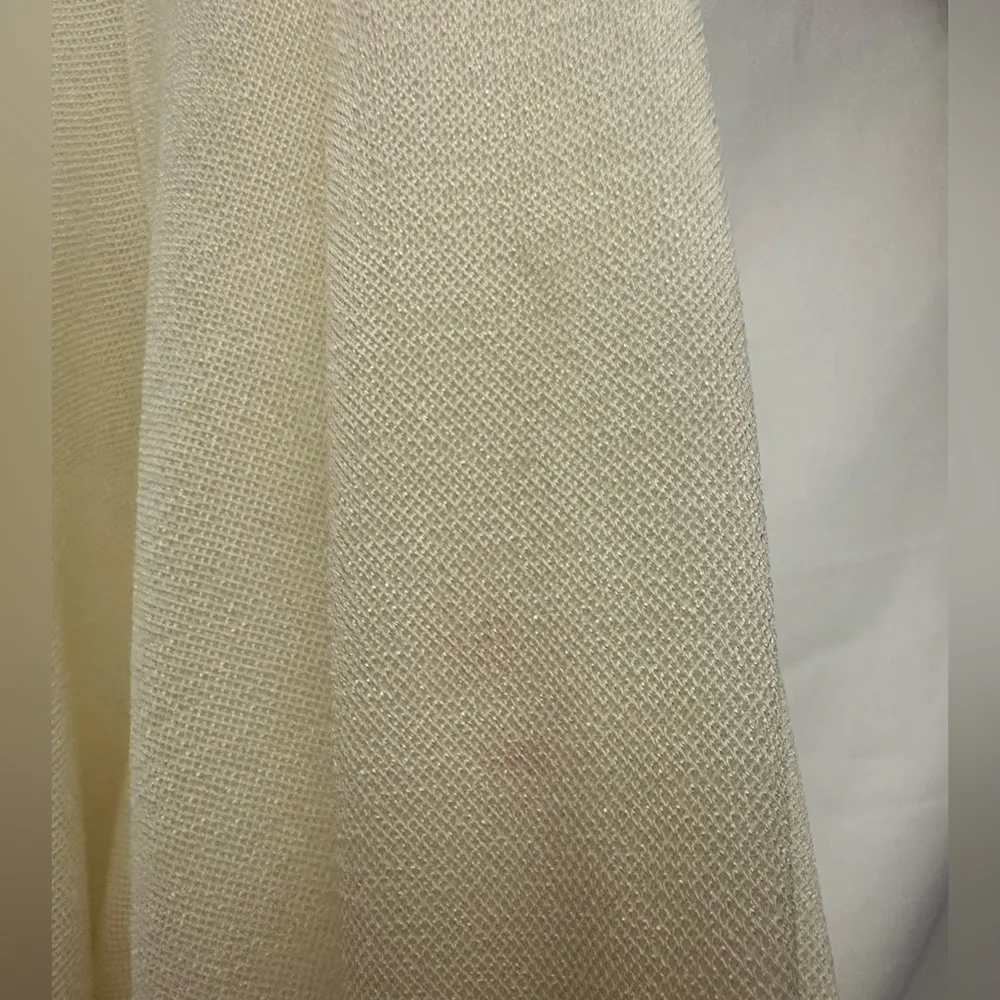 Sunny Leigh Button Front Mesh Blouse Size Large In Pearl White Roll Tab Sleeve - Image 4