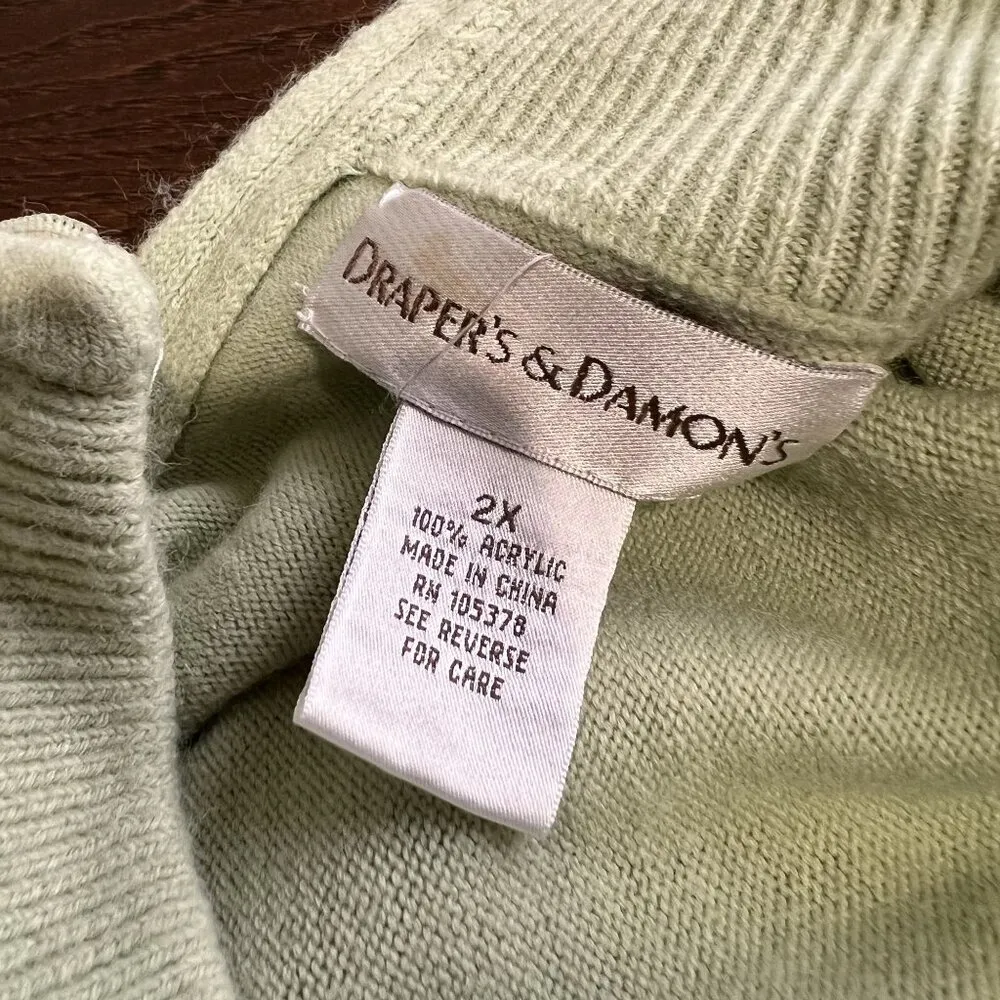Drapers & Damons Womens Light Green Pullover Sweater Size 2X Back Zipper Closure - Image 5