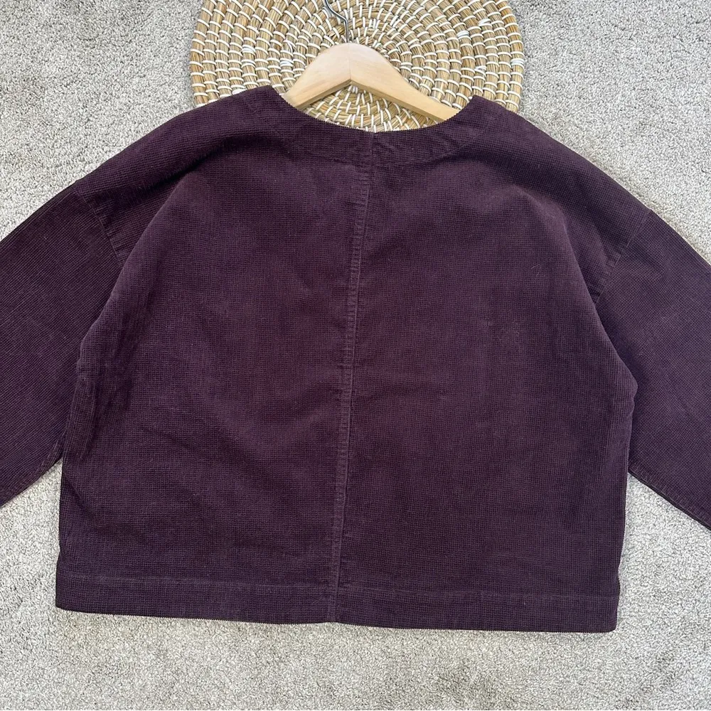 Madewell Women’s Waffle-Knit Relaxed V-Neck Top Longsleeve in Black Iris Size XL - Image 9