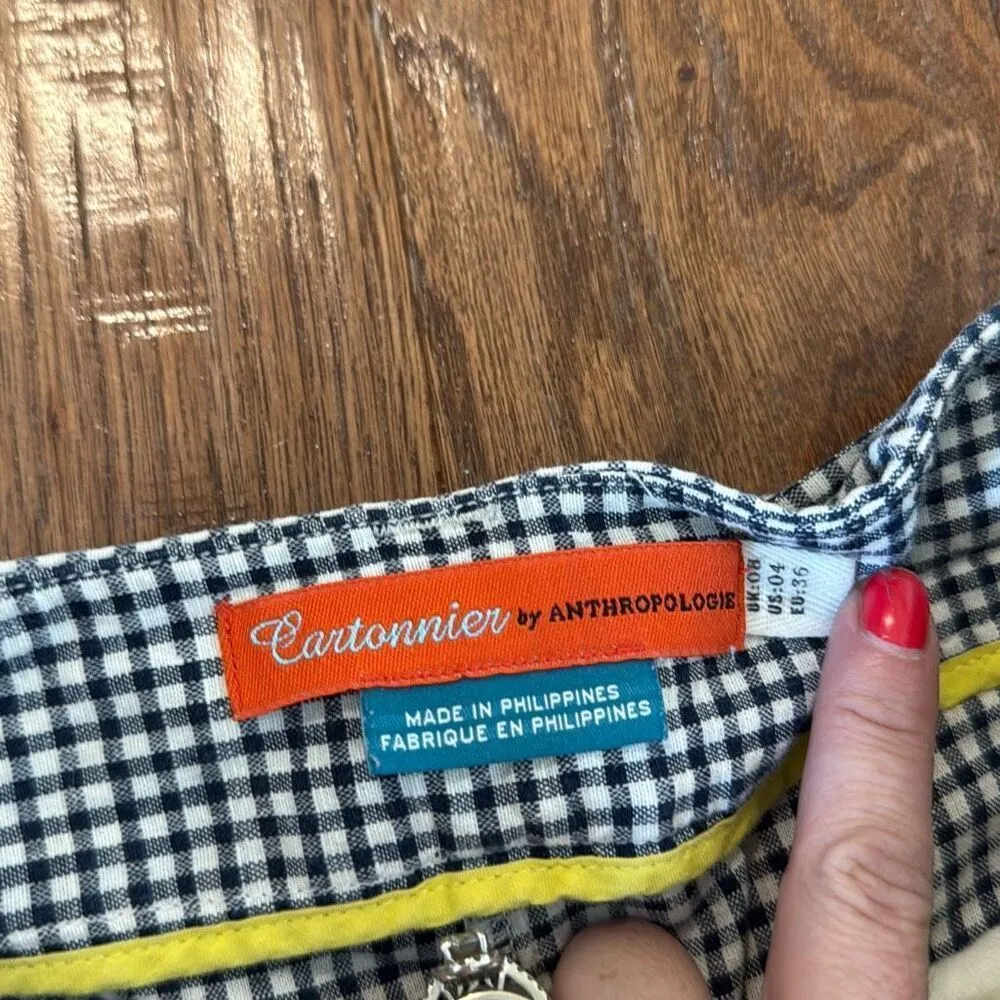 Anthropologie Cartonnier navy gingham tie waist pleated pant 4 - Image 8