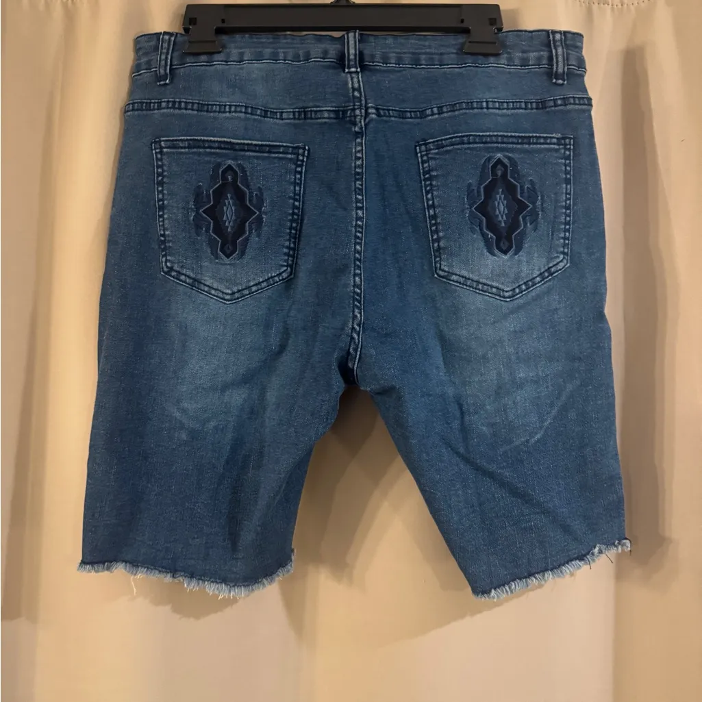 Crazy Train Ripped Blue Jean Shorts - Image 2