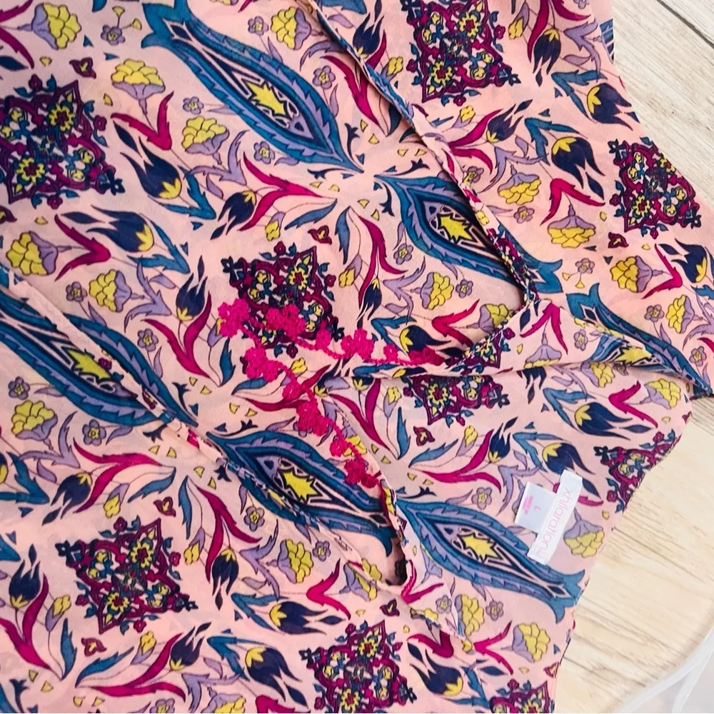 Target floral embroidered tank coverup dress with tassels sz Large - Image 6