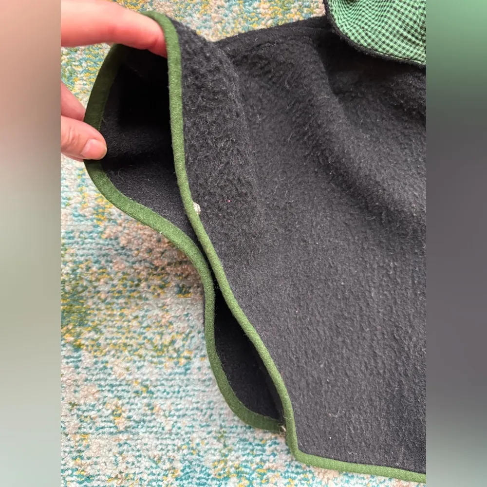 Vintage Tostmann Trachten green plaid wool hooded poncho cape with buttons Black - Image 2