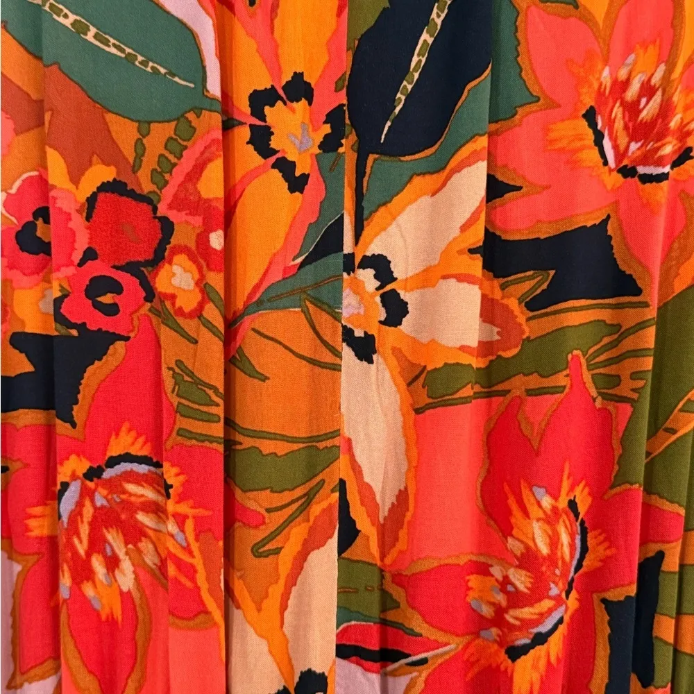 MSK Sleeveless Rayon Tropical Print Women’s Jumpsuit Romper Size M NEW Orange Size M - Image 5