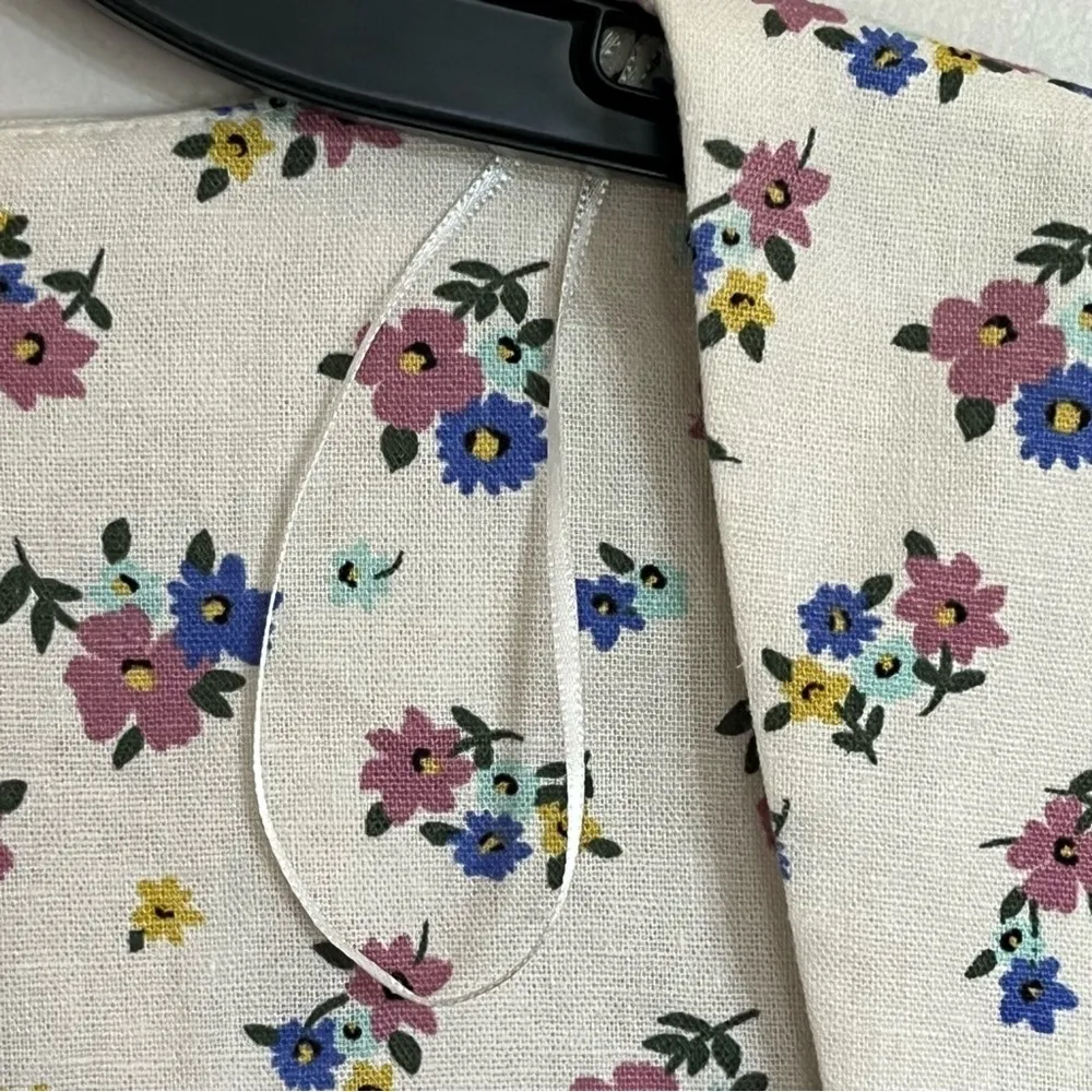 Women’s Zara Linen Blend Floral Print Cottage Festival Crop Top Size Large White - Image 3