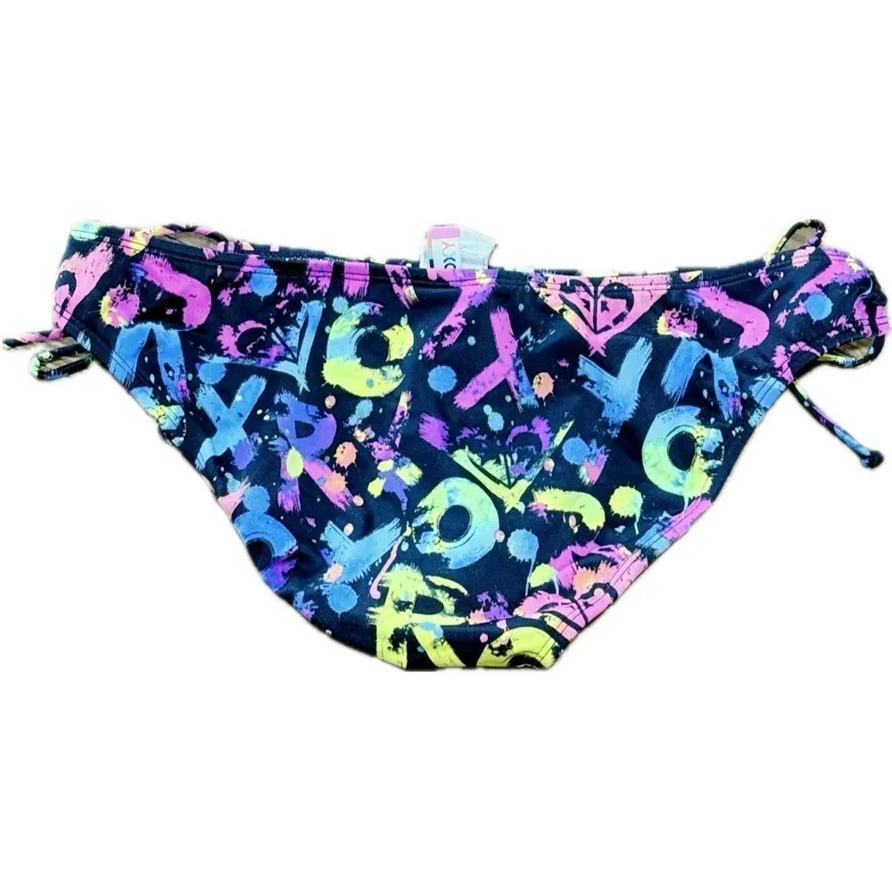 Roxy Black and Blue Bikini with Adjustable Side Ties - Image 2