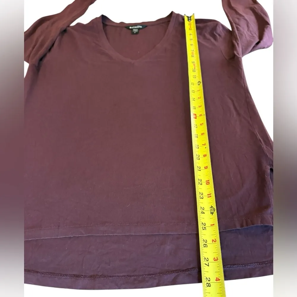 Athleta V Neck Long Sleeve Top Split Hem Womens Size Large Purple Maroon - Image 6