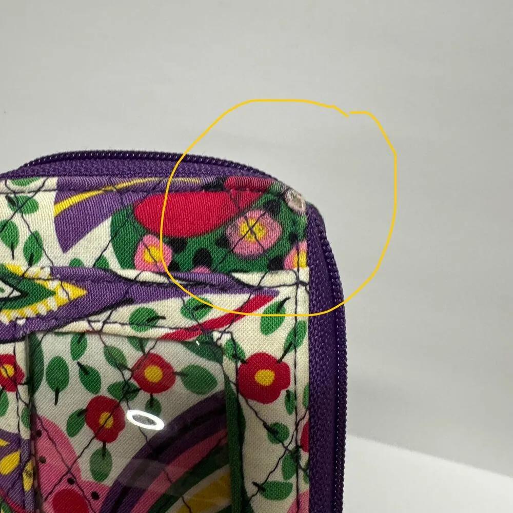 Vera Bradley Viva La Vera All In One Zipper Wallet Wristlet Green Purple Floral - Image 4