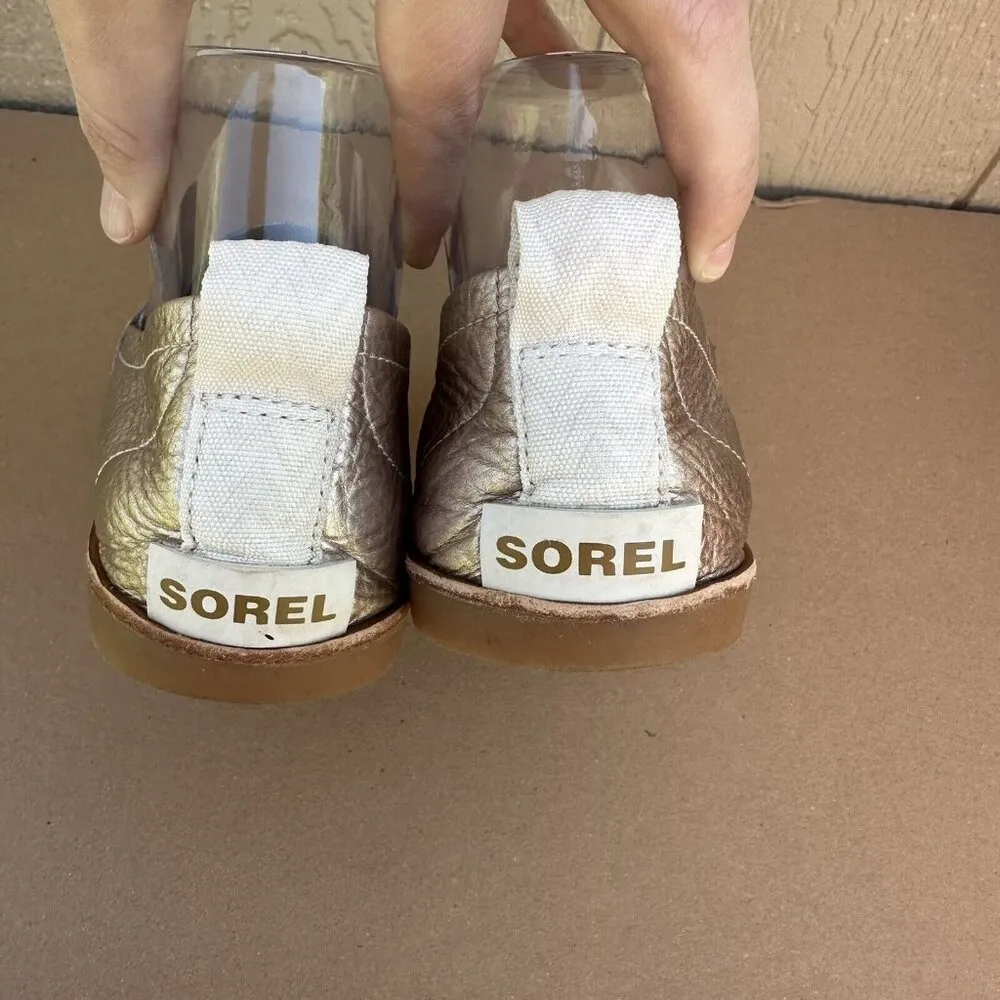 Sorel Ella Rose Gold Metallic Leather Slip On Loafers Shoes Women's Size 8.5 - Image 5