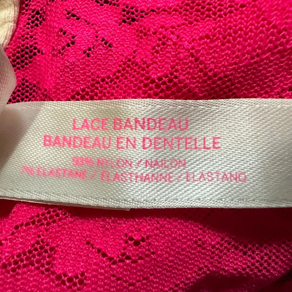 PINK Victoria's Secret Hot Pink Lace Bandeau Small S - Image 15