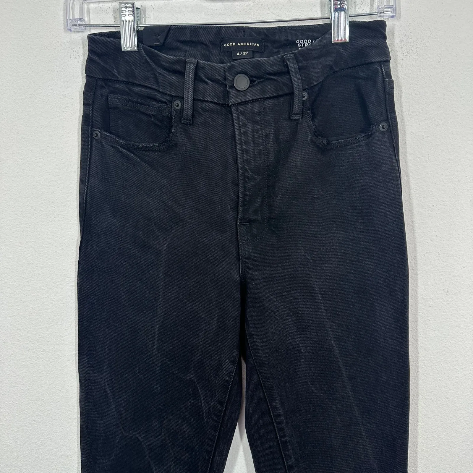 GOOD AMERICAN Good‎ Legs Straight Mid Rise Black Denim Jeans Size 4 Classic NWT - Image 13