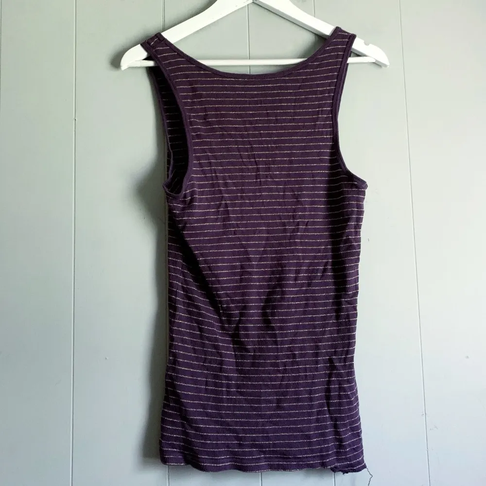 Old Navy Vintage Purple & Gold Striped Tank L - Image 2