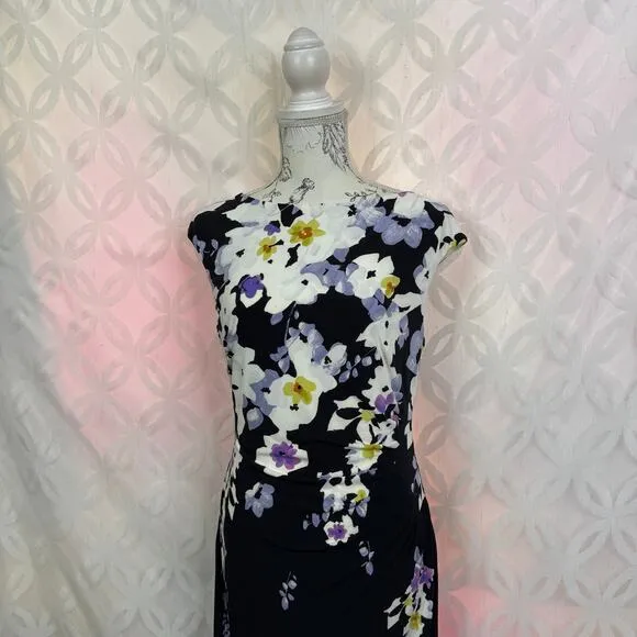 Lauren Ralph Lauren Floral Faux Wrap‎ Jersey Sheath Spring Dress Size 8 - Image 13