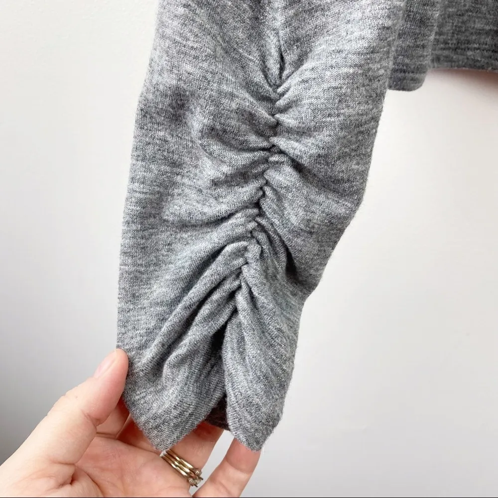 SOMETHING NAVY Heathered Dramatic Shoulder Long Sleeve Ruched Ruffle Top XL - Image 5