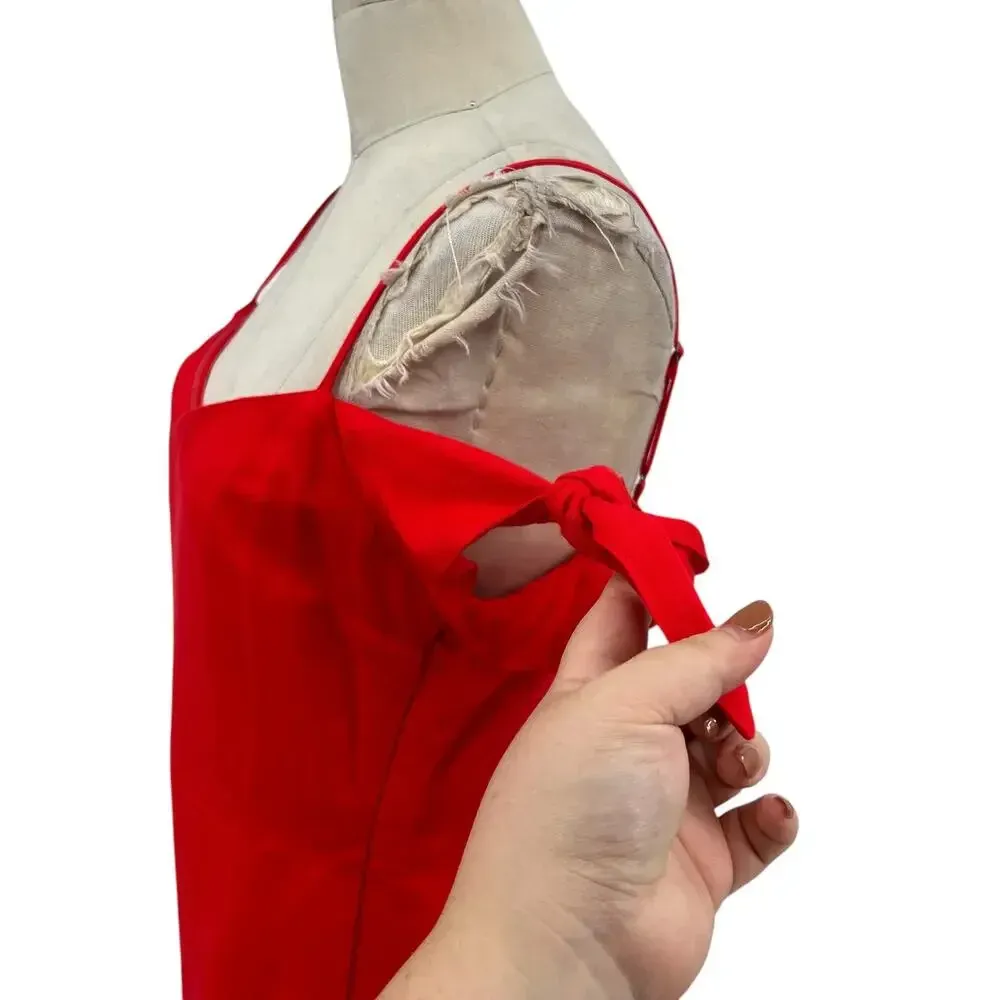 Abercrombie and Fitch Dress Sheath Tie Off the Shoulder Linen Blend Red Size 4‎ - Image 8