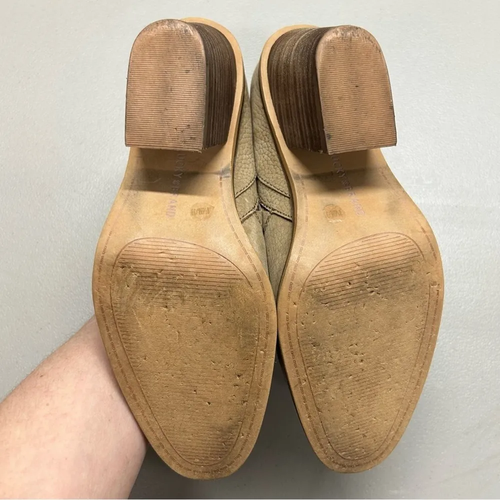 Lucky Brand Leather Bootie Vennia Tan Heel Ankle Boot Closed Toe Womens Size 8.5 - Image 4