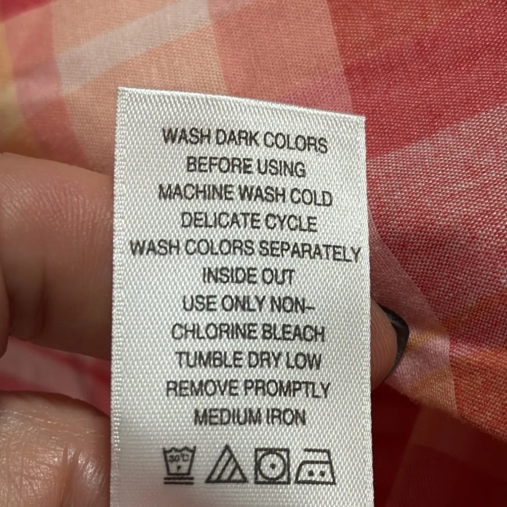 Woman Within women’s size 14/16 pastel plaid long sleeve button front casual top - Image 5