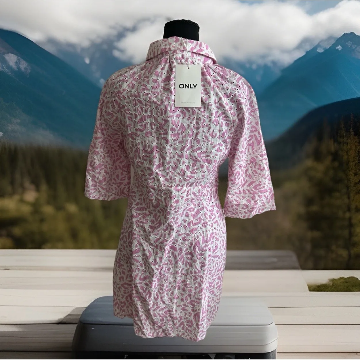 Y2K NWT ONLY Step-Hem Shirtdress in Baby Pink Sz3& Schiffi Floral Fairycore CHIC - Image 5