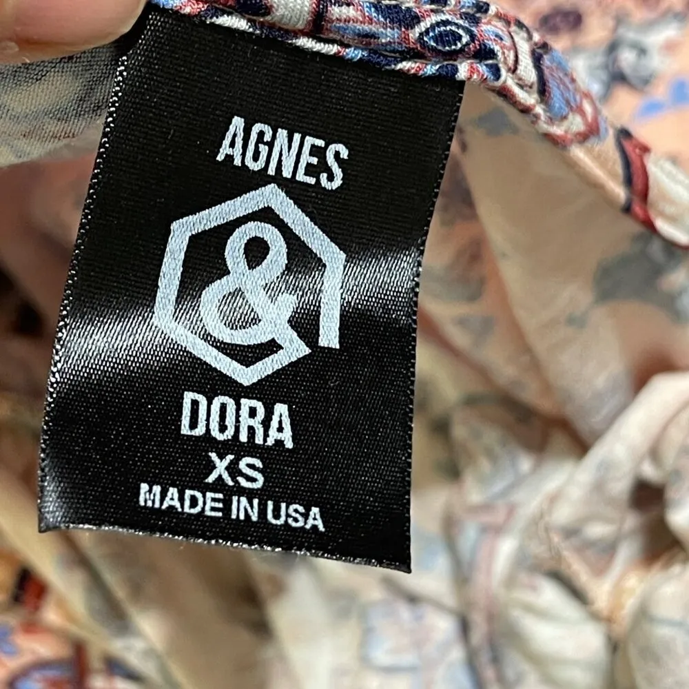 Agnes & Dora Knit Spencer Maxi Dress Cap Sleeve V-Neck Peach XS Extra Small - Image 3