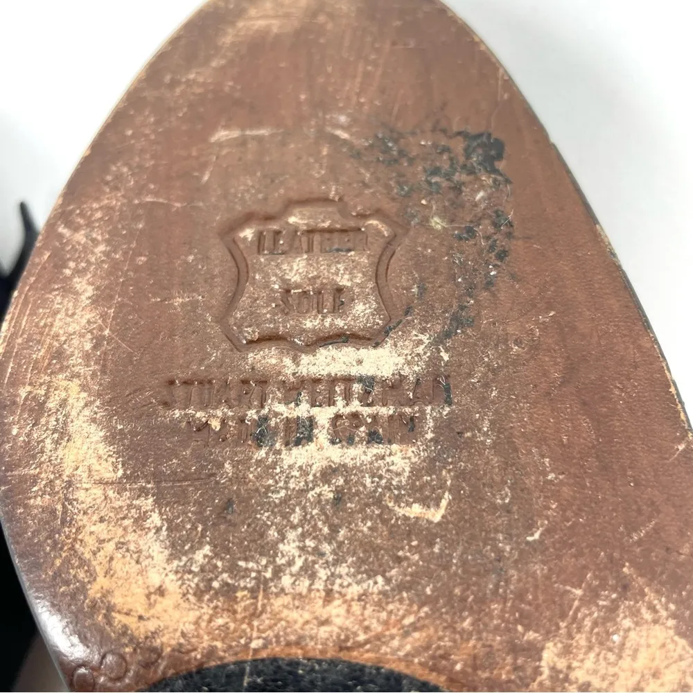 STUART WETIZMAN leather peep toe, ankle wrap heels, size 7.5, made in Spain - Image 9