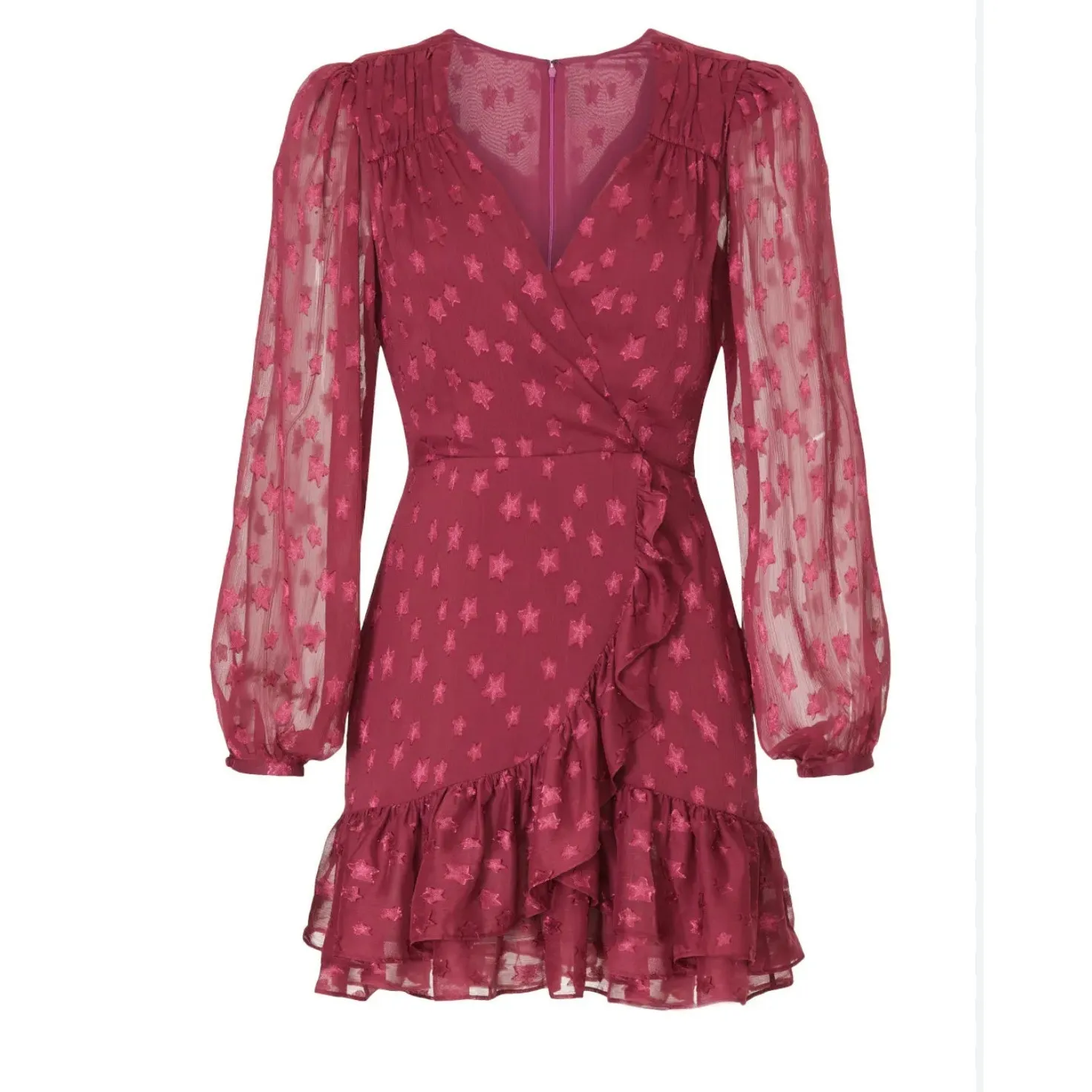 Yumi Kim Gwen Mini Dress size M Star Printed Starry Sky Plum NWT  Long Sleeve - Image 2