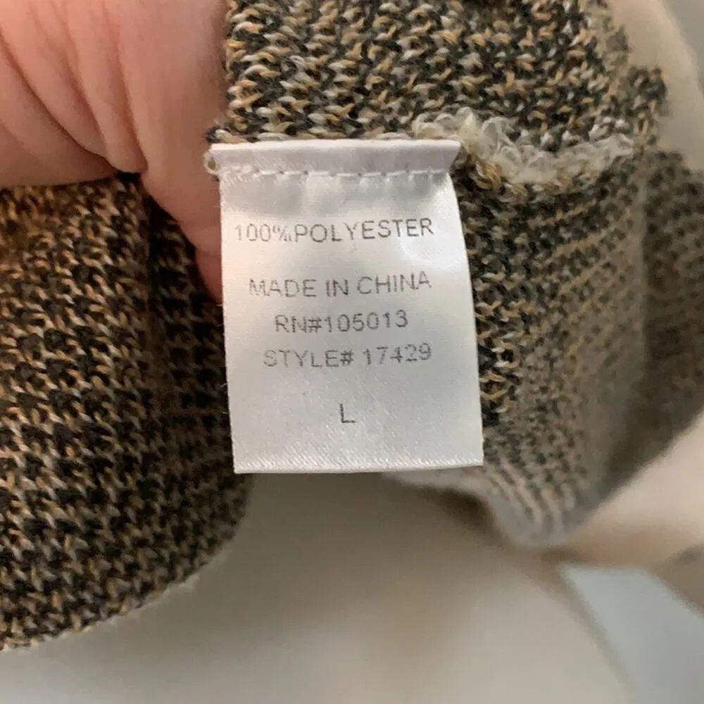 Leopard Cheetah Animal Tan Hood Sweater Sz L - Image 6